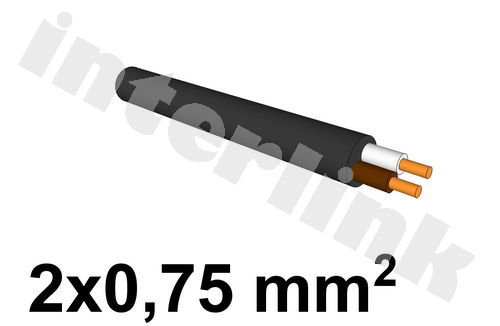 Kábel 2x0,75mm2 - čierny