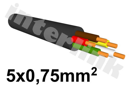 Kábel 5x0,75mm2 - čierny