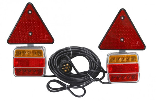 Svetlá zadné LED 12/24V s magnetom a trojuholníkom 7,5m - sada