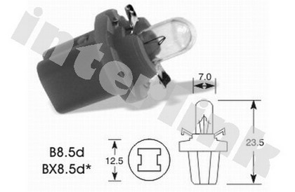 Žiarovka B8,5d 12V 1,2W modrá