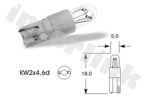 Žiarovka - KW2x4,6d 12V 1,2W