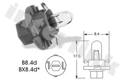 Žiarovka B8,4d 12V 2W biela