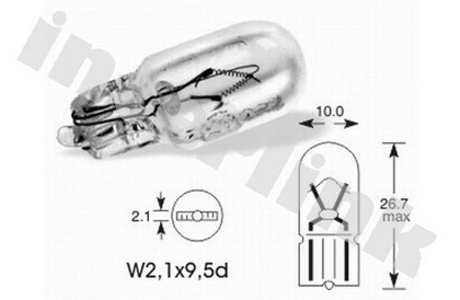 Žiarovka - ø10x26,7 12V 3W Hella