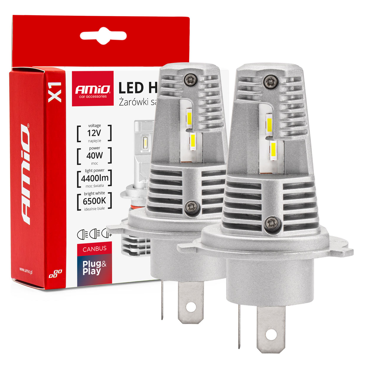LED žiarovky hlavného svietenia H4 X1 Series AMiO