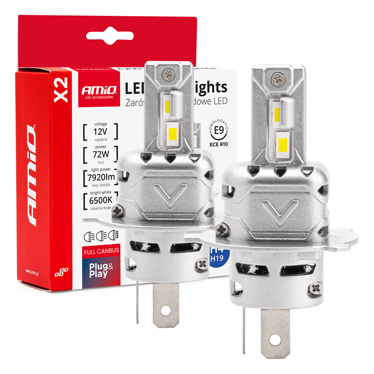 LED žiarovky hlavného svietenia H4 X2 Series AMiO