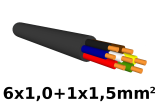 kábel 6x1,0+1x1,5mm2 čierny