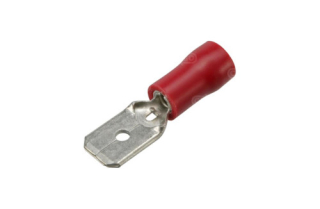 Kolík plochý izolovaný 6,3mm / 0,25-1,5mm2 - červený