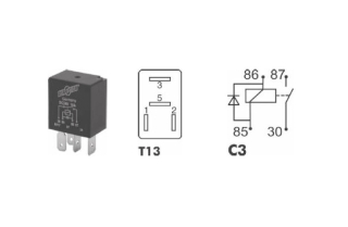 Mikrorelé spínacie 24V 10A s diódou