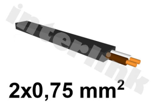 Kábel 2x0,75mm2 - obdĺžnikový čierny
