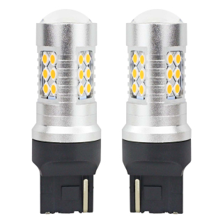 LED žiarovky CANBUS 3030 24SMD T20 7440 WY21W Oranžová 12V/24V