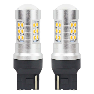 LED žiarovky CANBUS 3030 24SMD T20 7440 WY21W Oranžová 12V/24V